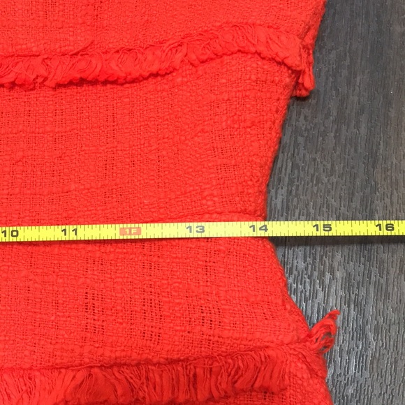 J.Crew Tweed Fringe Sleeveless Cotton Classic Sheath Dress Red Orange Size 4 - Picture 7 of 10